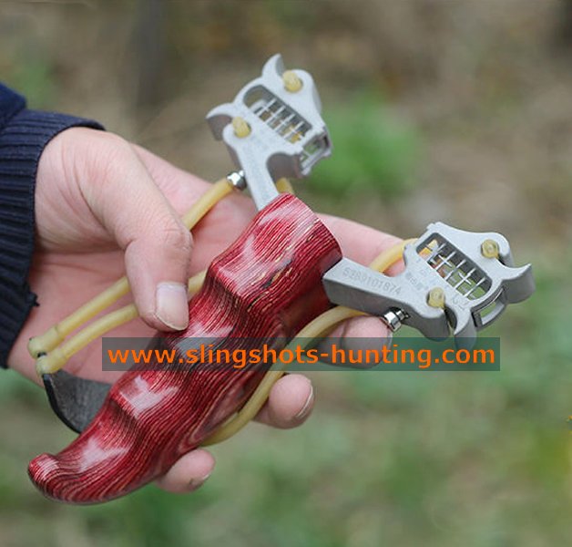 Hunting Slingshot Wooden Handle Adjustable Sights - Click Image to Close