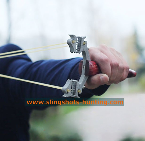 Hunting Slingshot Wooden Handle Adjustable Sights - Click Image to Close